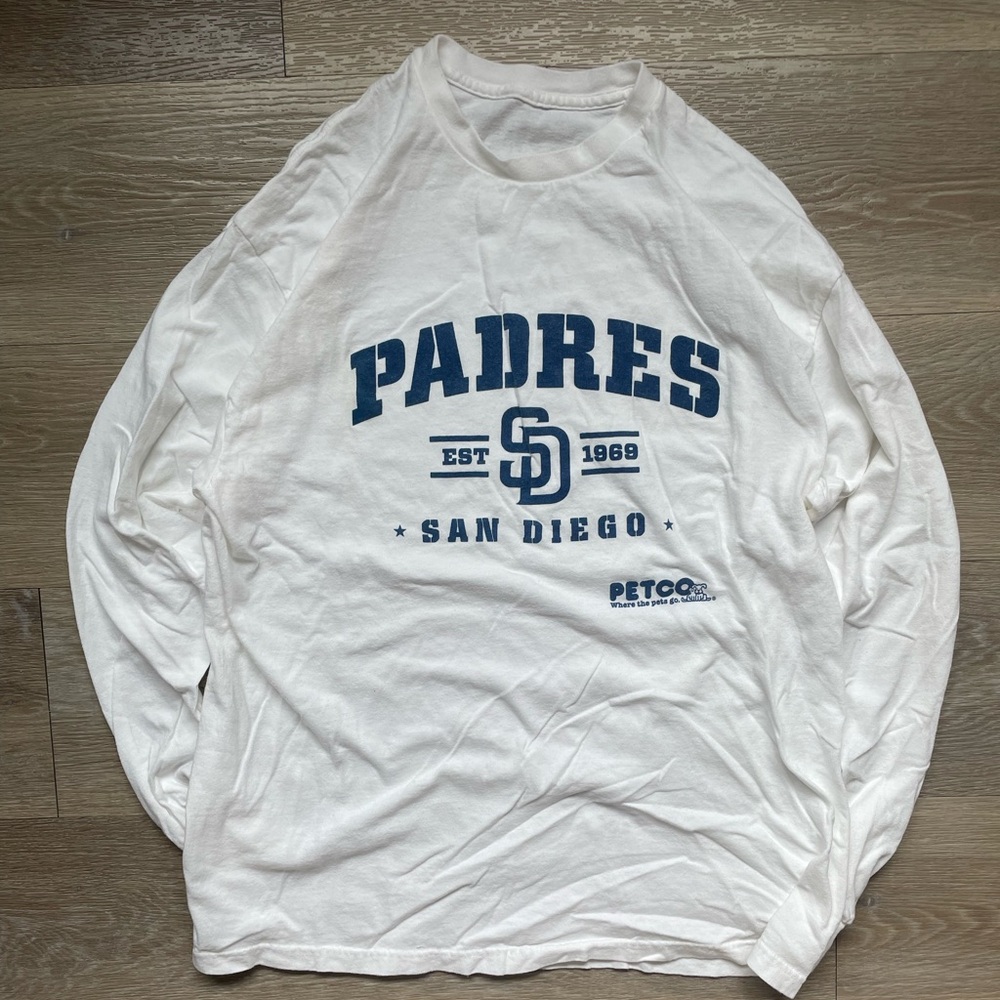 San Diego Padres White Cotton Long Sleeve